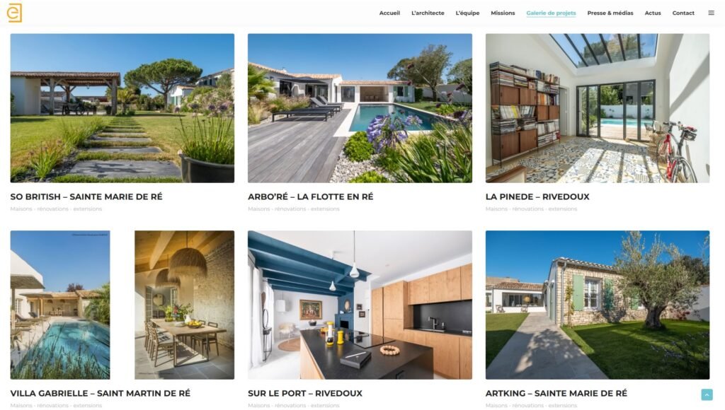 Site internet du cabinet d’architecture Équilibre réalisé par MédiArt, page équipe sur ordinateur