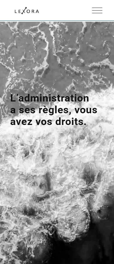 Accueil du site Lexora Avocats sur smartphone